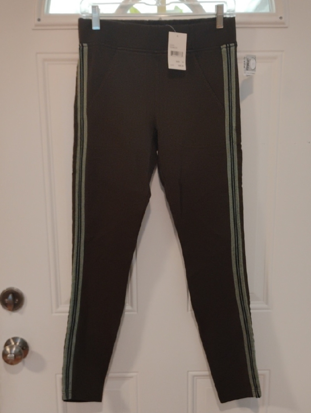 XCVI Green Brown Skinny Stretch Striped Pants Size XS